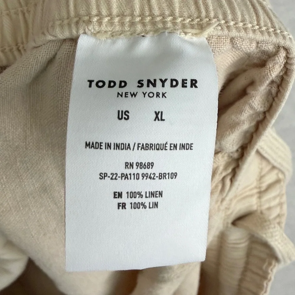 Todd Snyder NY Linen Beach Pants Men XL Oatmeal Natural Drawstring Cropped